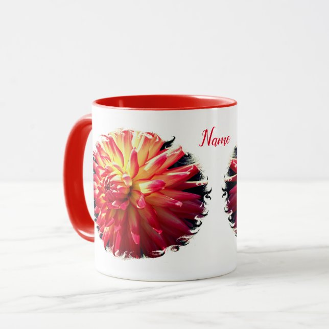 Vibrant Dahlia Flower Personlig Mugg (Framsida vänster)