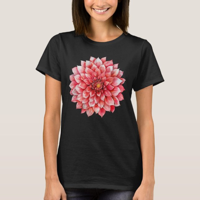 Vibrant Dahlia Mandala Flower Graphic T Shirt (Framsida)