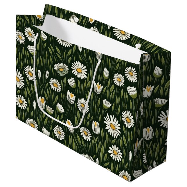 Vibrant Daisy Pattern with Lush Green Accents (Framsidan Vinklad)