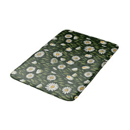 Vibrant Daisy Pattern with Lush Green Accents Badrumsmatta