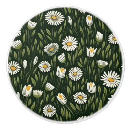 Vibrant Daisy Pattern with Lush Green Accents Knopp