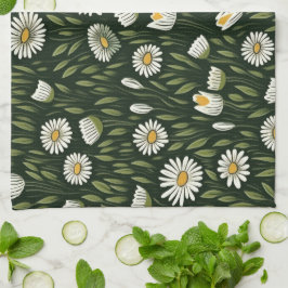 Vibrant Daisy Pattern with Lush Green Accents Kökshandduk