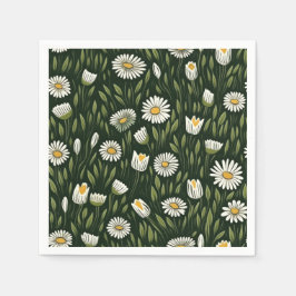 Vibrant Daisy Pattern with Lush Green Accents Pappersservett