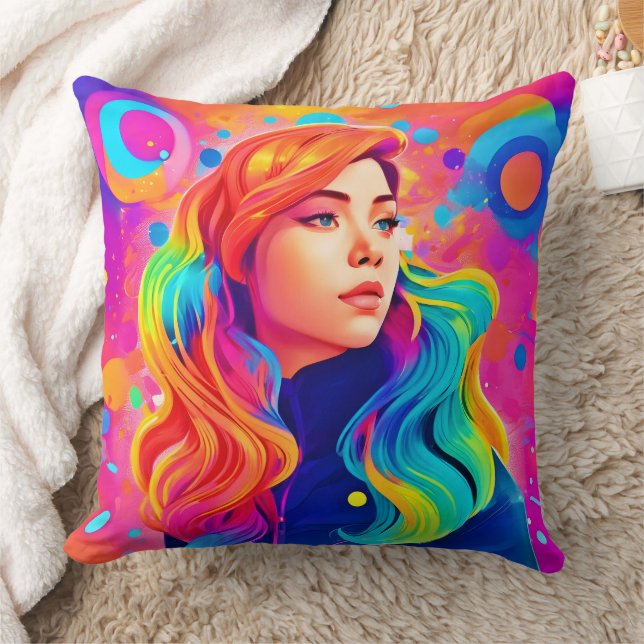 Vibrant Dam Digital Artwork Kudde (Filt)