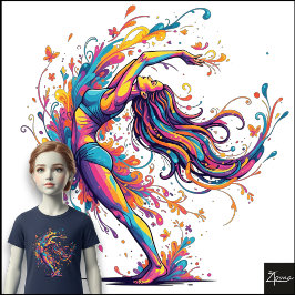 Vibrant Dance Flow Abstract Female Art T Shirt