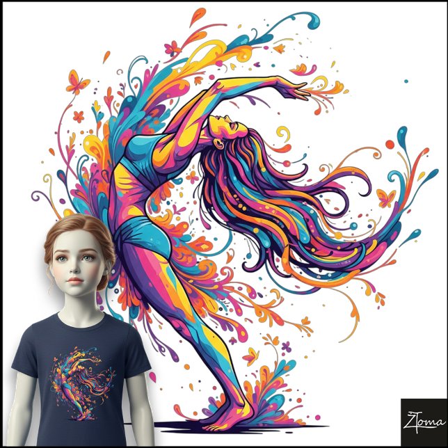 Vibrant Dance Flow Abstract Female Art T Shirt (Skapare uppladdad)