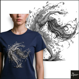 Vibrant Dance Flow Abstract Female Art T Shirt