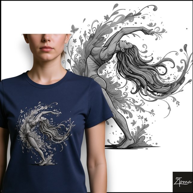 Vibrant Dance Flow Abstract Female Art T Shirt (Skapare uppladdad)