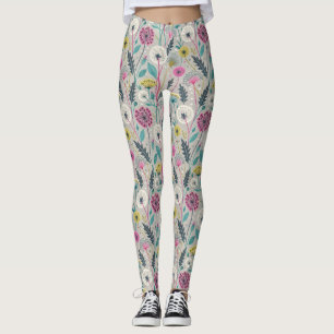 Vibrant Dandelion och Foliage Seamless Mönster Leggings