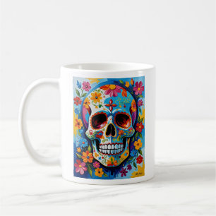 Vibrant Day of the dead Skull T Shirt Kaffemugg
