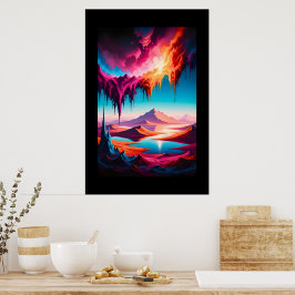 Vibrant Desertscape med Magenta och blå Poster