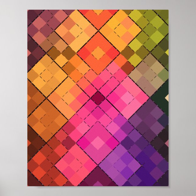 Vibrant Diamond Mosaic Mönster Poster (Framsidan)