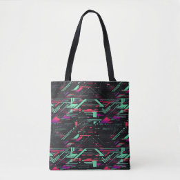 Vibrant Digital Glitch Geometric Tote-väska Tygkasse