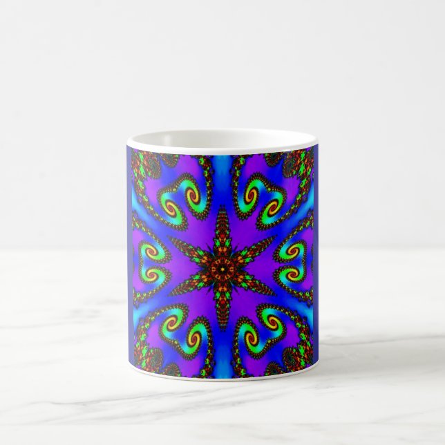 Vibrant digital-kaleidoskopart kaffemugg (Center)