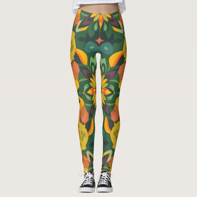 Vibrant Digital Print Leggings - Organic & Symmetr (Framsida)