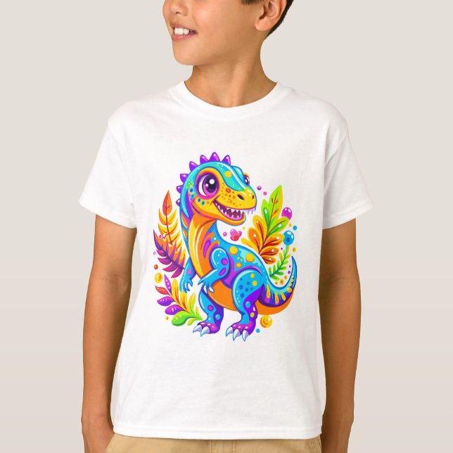 Vibrant Dinosaur Jungle Äventyr T Shirt (Framsida)
