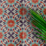 Vibrant Distress Aztec Motifs Geometric Mönster Kakelplatta<br><div class="desc">Den här keramiska plattan skryter med en fängslande geometrisk design som återger den traditionella Aztec- eller Mayan mönster. Det grafiska stil kännetecknas av sina symmetriska och vinkelformade former, som skapar ett djärvt och dynamiskt syntilltag. Paletten rik färg har klara nyanser av rött, blått och teal, som framträder mot den texturerade...</div>