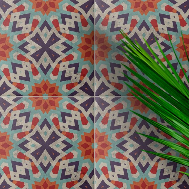 Vibrant Distress Aztec Motifs Geometric Mönster Kakelplatta (Skapare uppladdad)