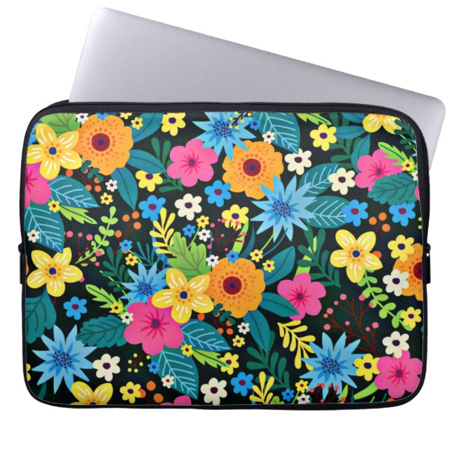 Vibrant Ditsy Flowers Blommönster-43785 Laptop Fodral (Framsidan)
