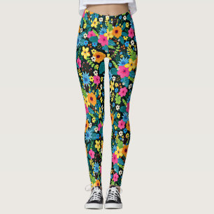 Vibrant Ditsy Flowers Blommönster-43785 Leggings