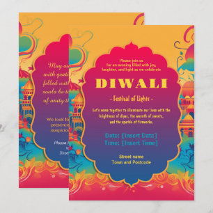 Vibrant Diwali Harmon Inbjudningar