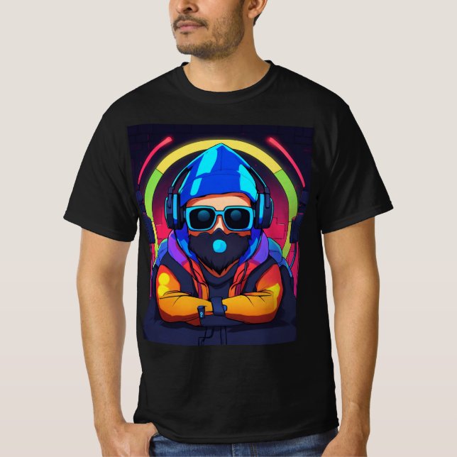Vibrant DJ Vibes Graphic Equalizer T-Shirt - Light (Framsida)