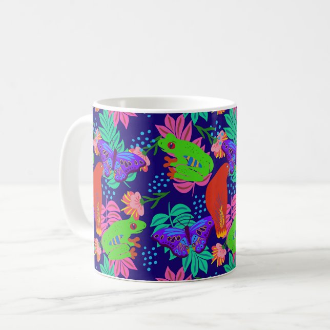 Vibrant djungel mönster kaffemugg (Framsida vänster)