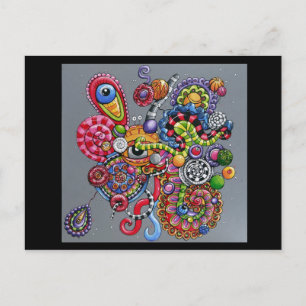 Vibrant dodle-målning vykort