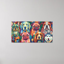 Vibrant Dog Breed Pop Art Collage Canvastryck