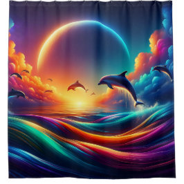 "Vibrant Dolphin Fantasy - Surreal Ocean Art"