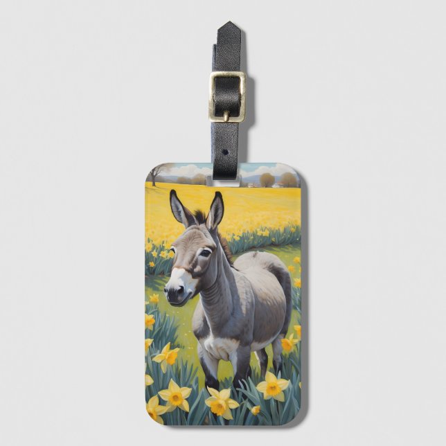 Vibrant Donkey och Gult Daffodils Bagagebricka (Framsida vertikal)