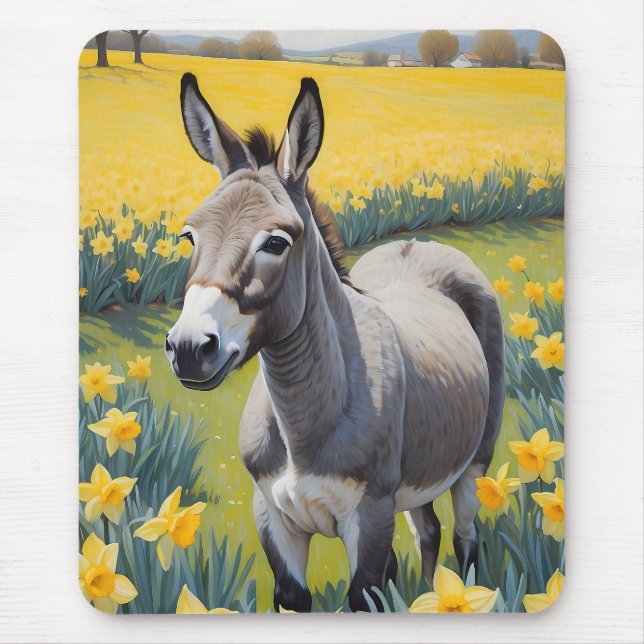 Vibrant Donkey och Gult Daffodils Musmatta (Framsidan)