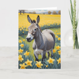 Vibrant Donkey och Gult Daffodils Tack Kort