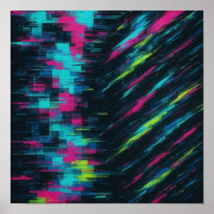 Vibrant dopamin- Glitch-våg i Neon Fragment Flow Poster