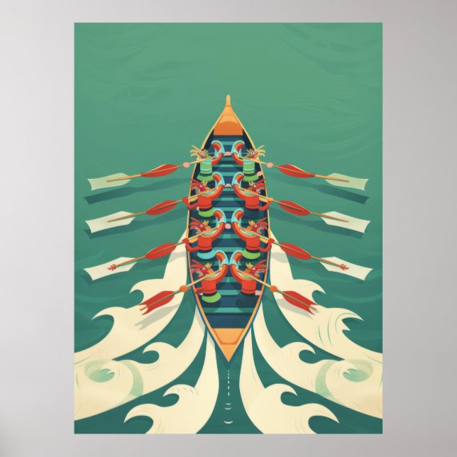 Vibrant Dragon Boat-Tävla Poster (Framsidan)