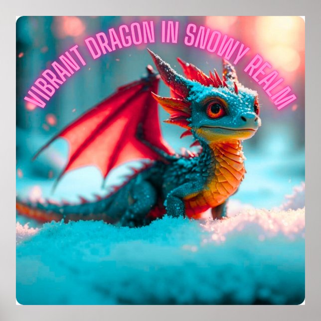 Vibrant Dragon i Snowy Realm Poster (Framsidan)