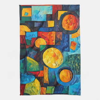 Vibrant Dreams Geometry – Bold Modern Abstract Art Kökshandduk