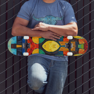 Vibrant Dreams Geometry – Bold Modern Abstract Art Mini Skateboard Bräda 18,5 Cm