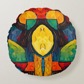 Vibrant Dreams Geometry – Bold Modern Abstract Art Rund Kudde