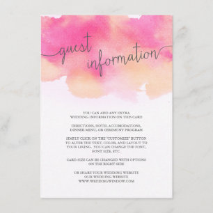 Vibrant Dreams Guest Information Card/Rosa Peach Tilläggskort