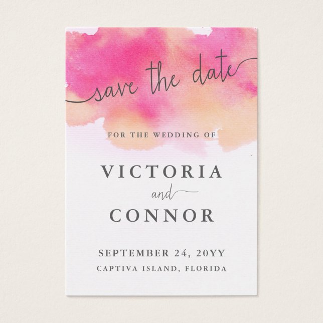 Vibrant Dreams Spara datumkort | Rosa Peach Visitkort (Framsidan)