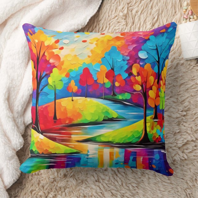 Vibrant Dreamscape Autumn Symphony Art Kudde (Filt)