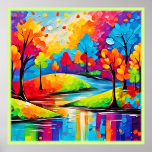 Vibrant Dreamscape Autumn Symphony Art Poster