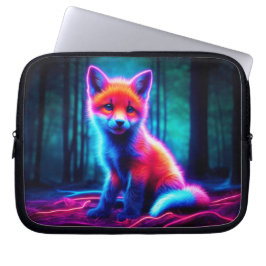 Vibrant drömliknande räv med elektriska färg-huvar laptop fodral