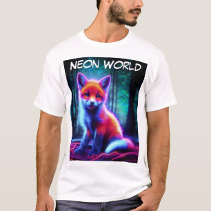 Vibrant drömliknande räv med elektriska färg-huvar t shirt