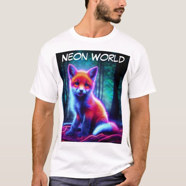 Vibrant drömliknande räv med elektriska färg-huvar t shirt (Framsida)