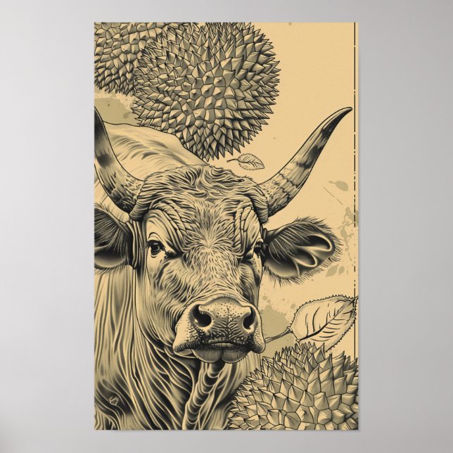 Vibrant Durian-Flavated Jerky Packaging Illustrati Poster (Framsidan)