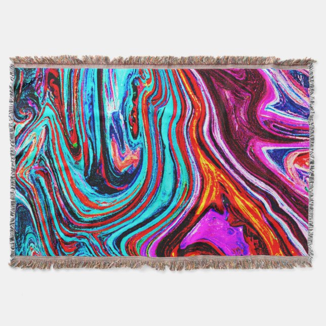 Vibrant Dynamic Hues Abstrakt Mönster Filt (Framsidan)
