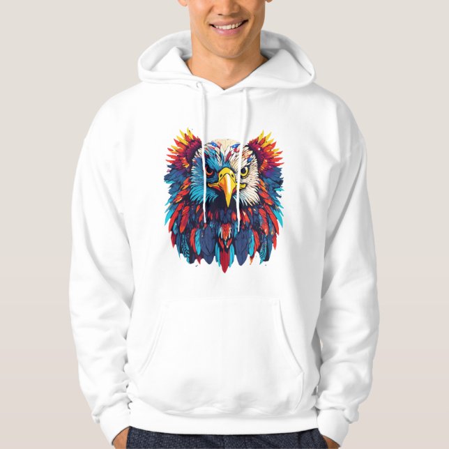 Vibrant Eagle Art Hoodie - Fet Wildlife Design (Framsida)