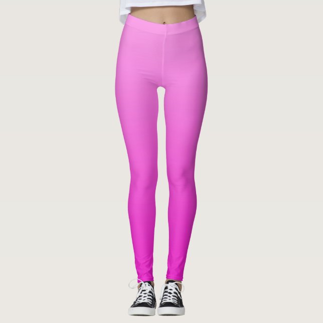 Vibrant Electric Summer Shock rosa Dipping Ombre Leggings (Framsida)